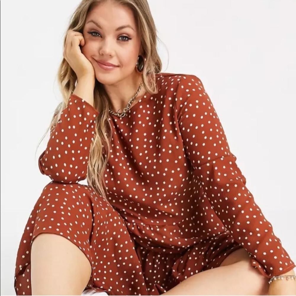 NWOT ASOS Design Curve Babydoll Polka Dot Dress